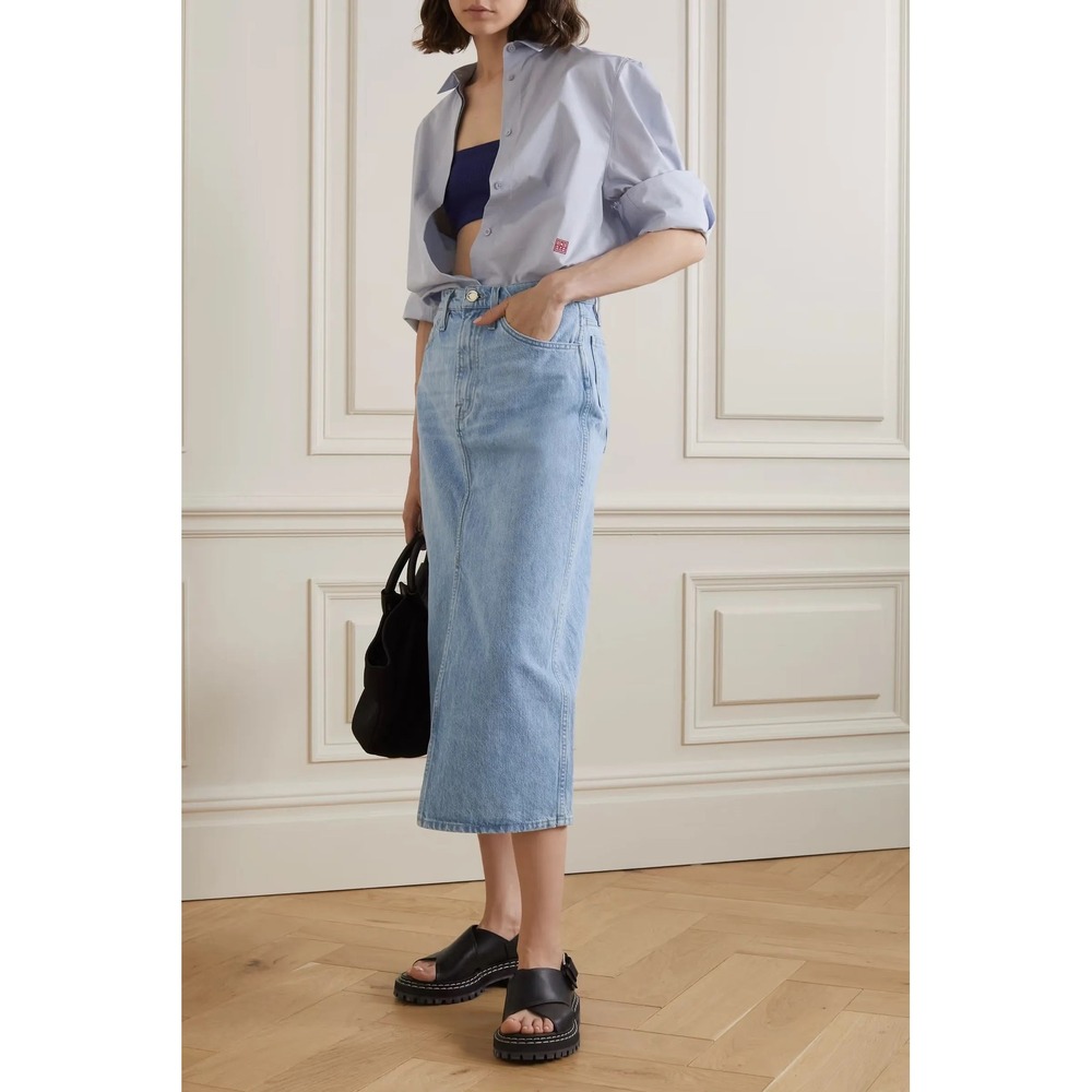 FRAME Le Italien Maxi‎ Skirt Denim Jean Skirt Size 29 Turin Wash Blue Chic Sexy